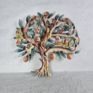 Tree of Life Fruit Tree Metal Handcrafted Hand Painted Steel Drum Wall Art 13"